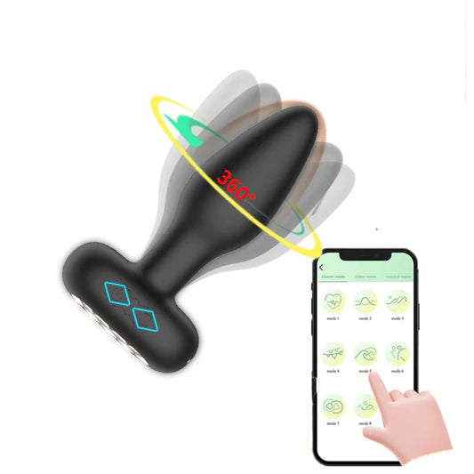 APP Remote Control Vibration Anal Plug 360° Rotating Butt Plug