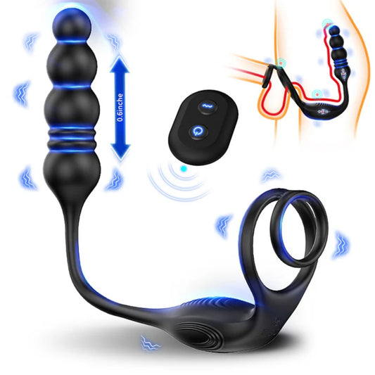 The Vibrating Cock and Ball Ring with Prostate Massager